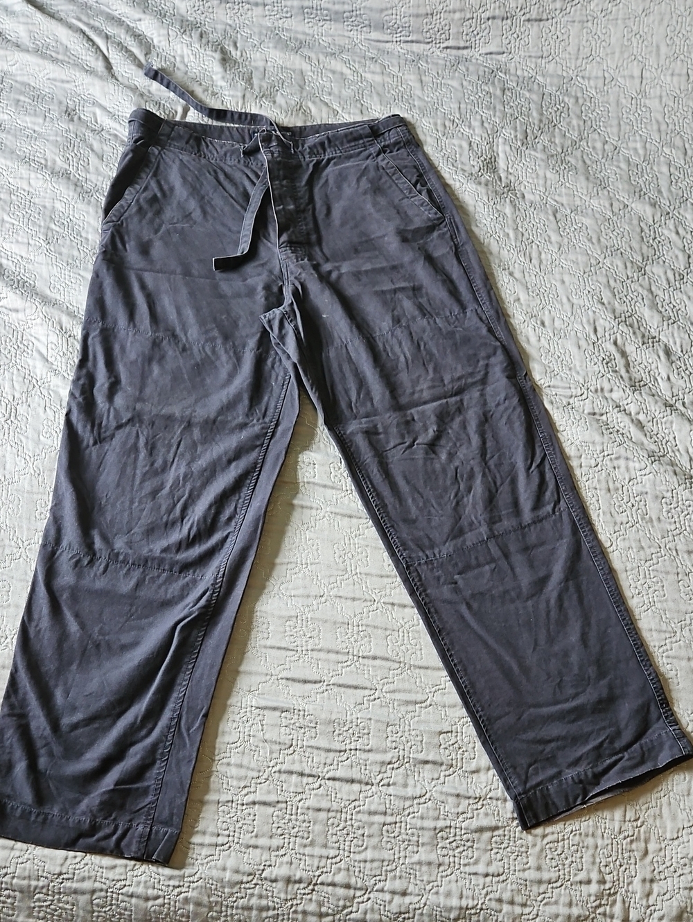Vintage Abercrombie And Fitch Casual Drawstring Pants in Charcoal Navy Blue Gray